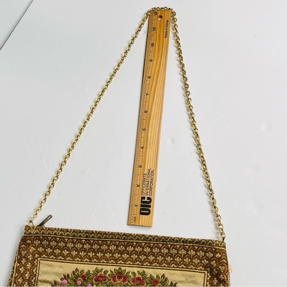 vintage italian metallic tapestry bag gold tone chain strap 10.5x6.5 inch - Picture 12 of 12
